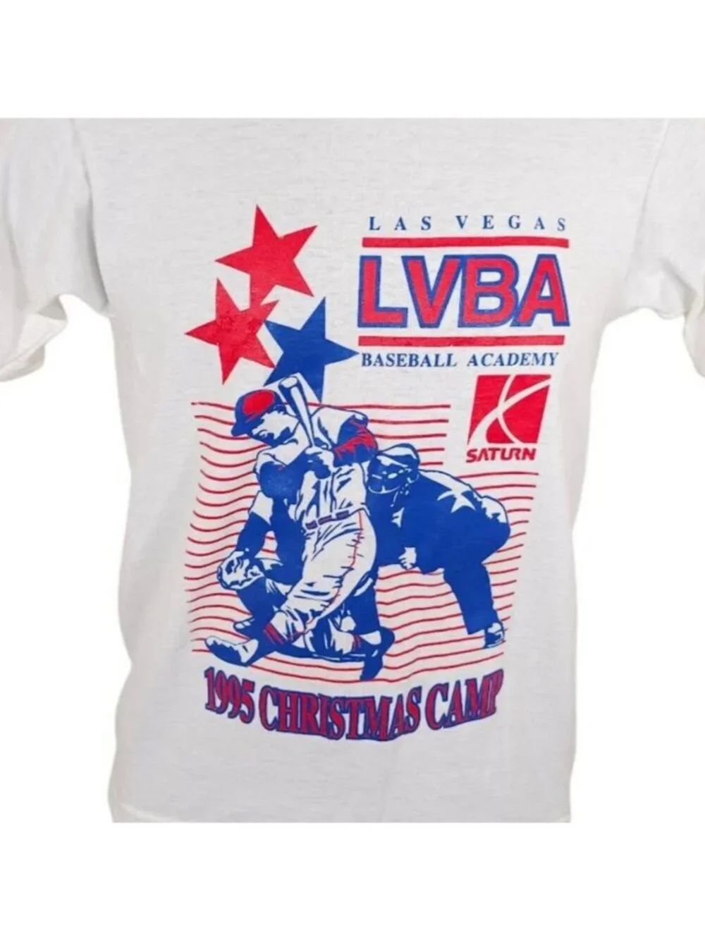 Vintage Vegas Baseball Academy T Shirt Mens Size XS White 90s 1995 LVBA USA